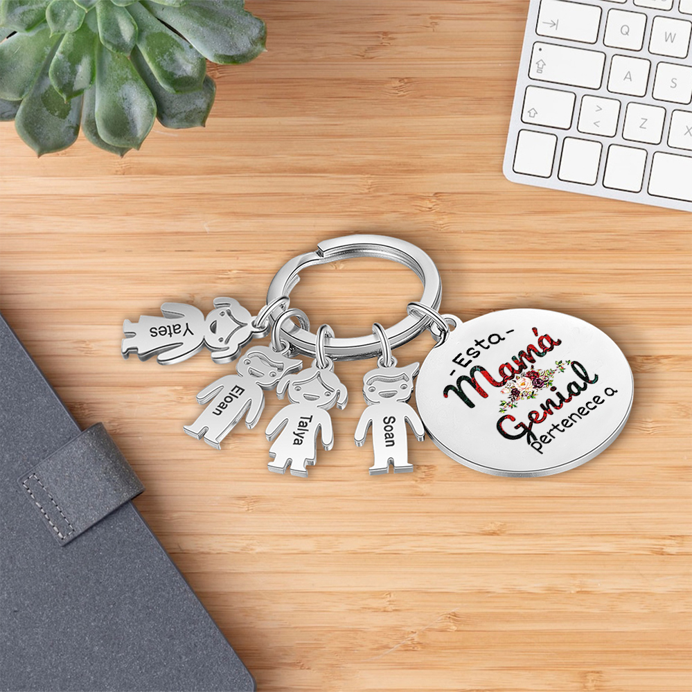 A mi mamá - Llavero 1-5 Nombres Personalizado con Charms de Niños-Jessemade ES