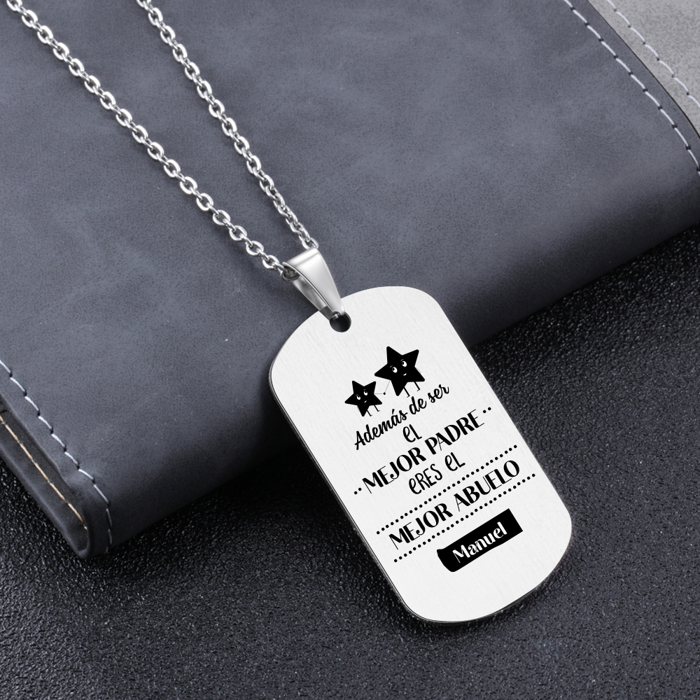 A MI ABUELO-Collar de placa personalizada con nombre y foto-Jessemade ES
