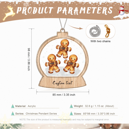 Navidad-Ornamentos Navideños de Acrílico Bola de Cristal 3 Nombres con Texto Personalizados