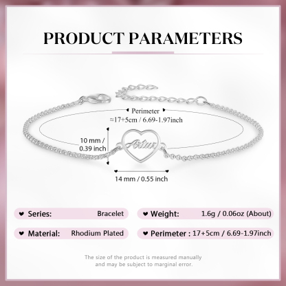 Pulsera 1-4 nombres personalizados con dije de corazón-Jessemade ES
