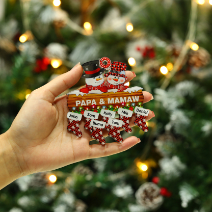 Navidad-Ornamentos Navideños de Acrílico Muñecos de Nieve 7 Nombres con Texto Personalizados