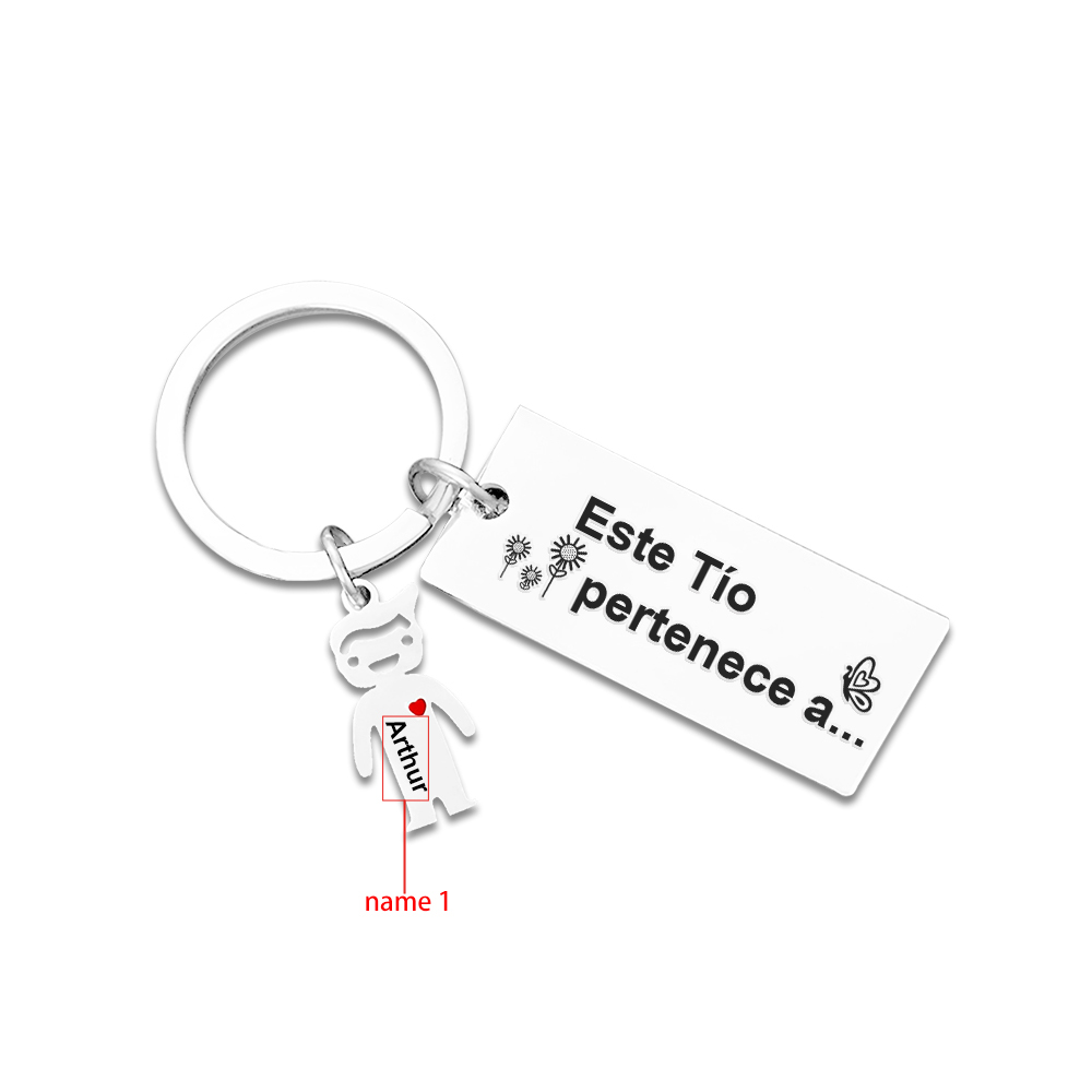 A mi tío - Llavero con 1-6 nombres personalizados en "niños" "Este Tío pertenece a..."-Jessemade ES
