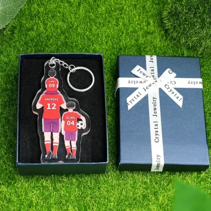 Llavero de acrílico fútbol papá y niños 1-4 nombres y personajes personalizados