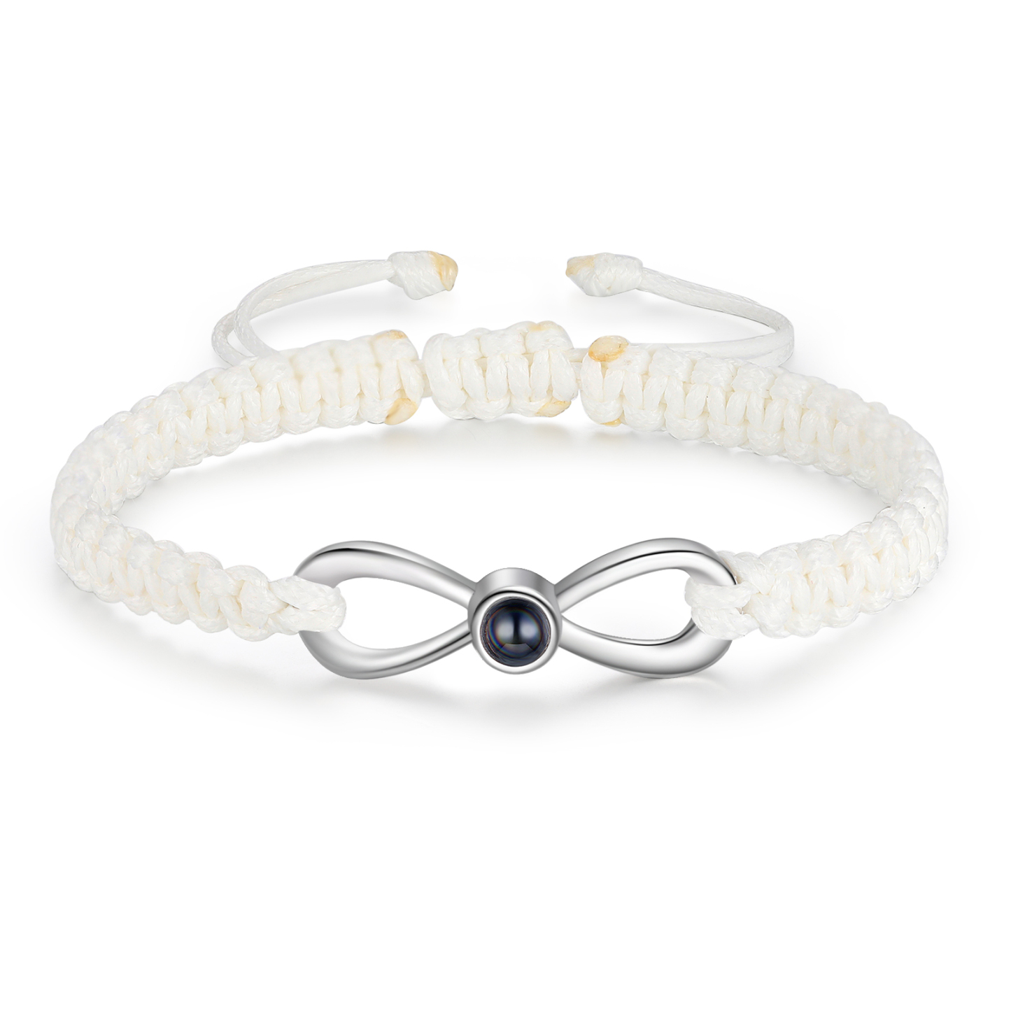 Pulsera con proyección de foto en color con dije de lazo y 3 colores de cuerda ajustable-Jessemade ES