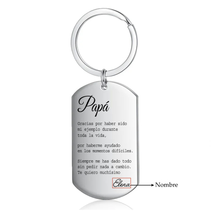 A mi papá-Llavero de placa con palabras amorosas personalizado con 1 nombre-Jessemade ES