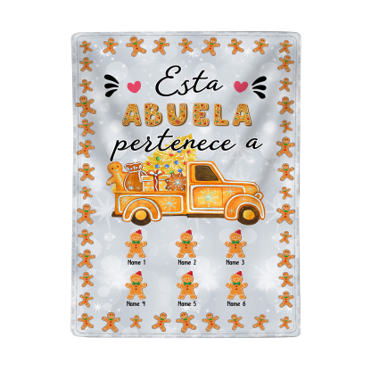 A mi abuela-Manta de buen calidad de Navidad hombres de jengibre personalizada con 6 nombres-Jessemade ES