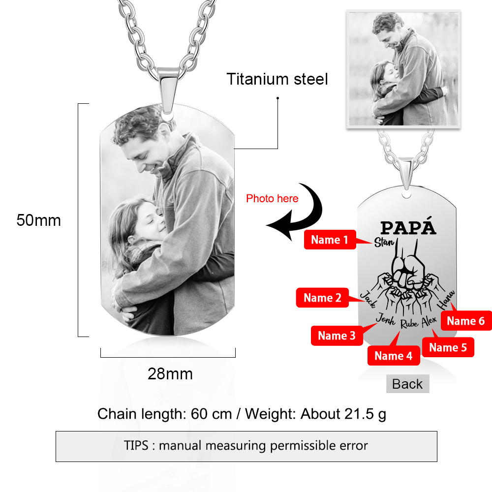 A MI PAPÁ-Collar 2-6 nombres personalizados de placa puño con puño-Jessemade ES
