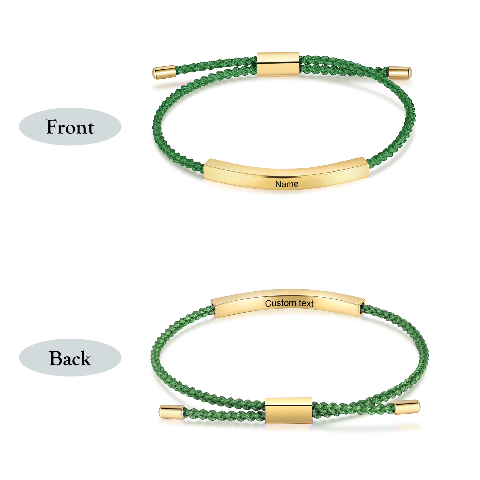 Pulsera de cuerda tejida a mano con nombre y texto personalizados seis colores