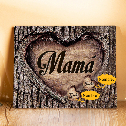 A mi mamá-Lámina marco de madera para mamá personalizado con 2 nombres-Jessemade ES