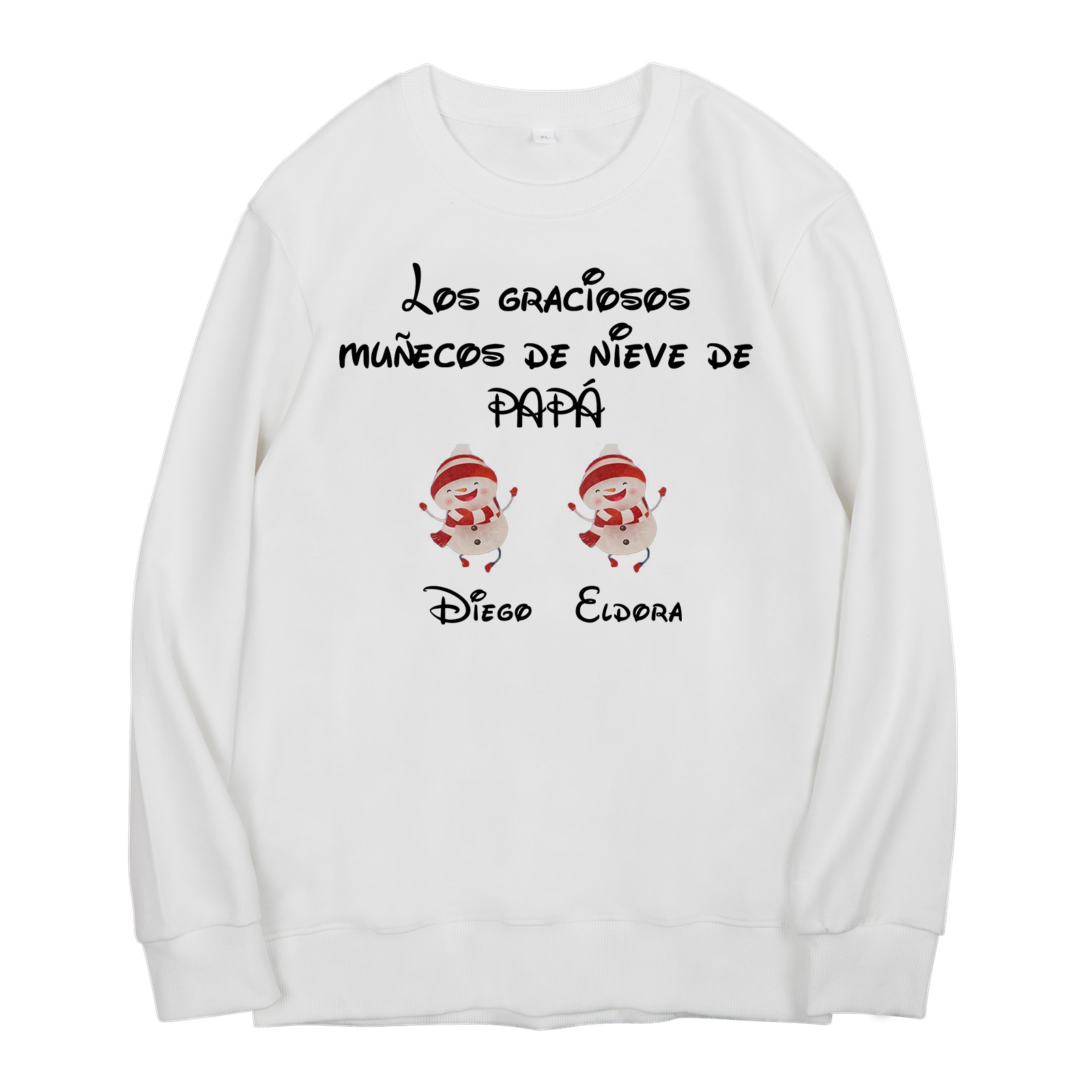 Familia-Sudadera "Muñecos de nieve" 3 nombres personalizados-Jessemade ES