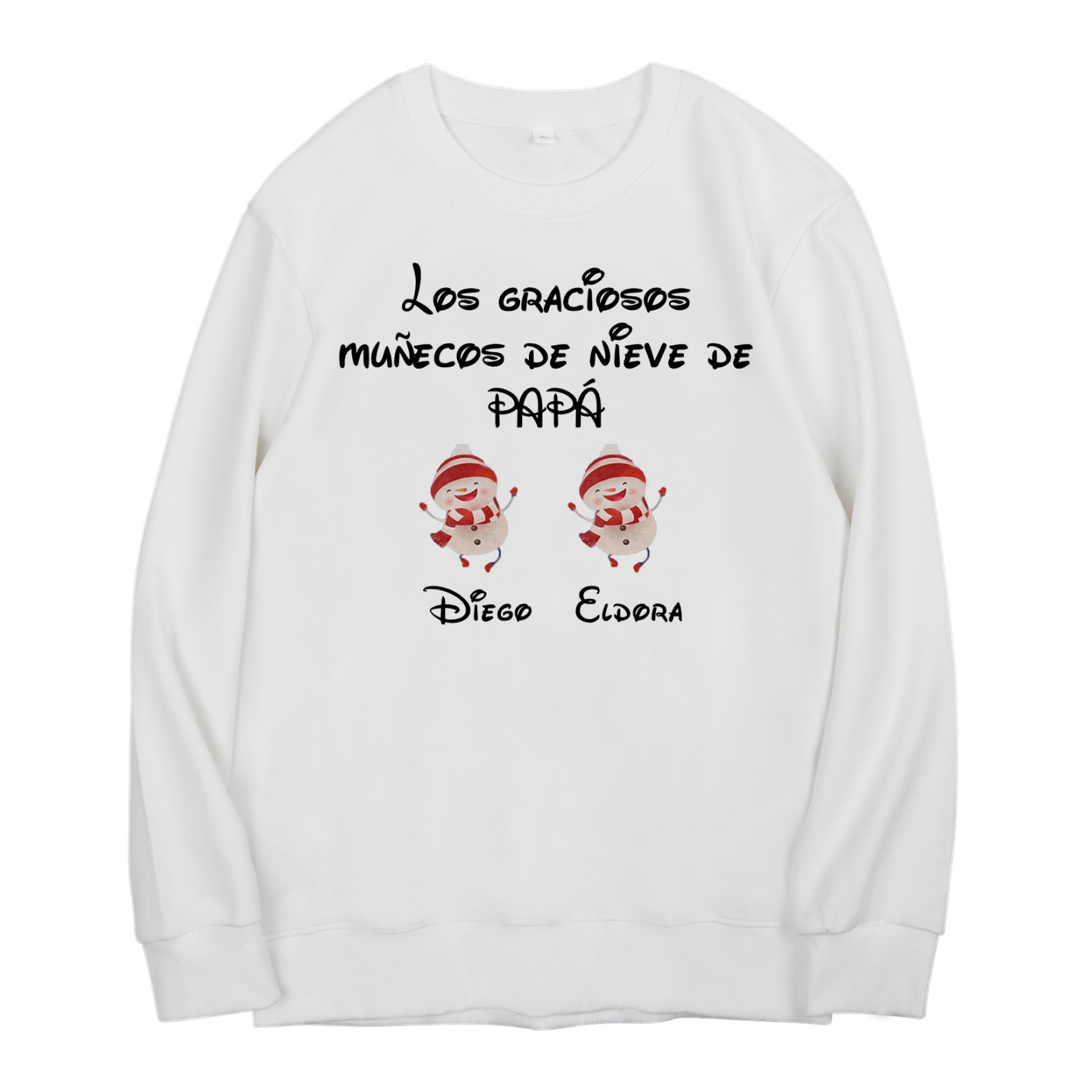 Familia-Sudadera "Muñecos de nieve" 3 nombres personalizados-Jessemade ES