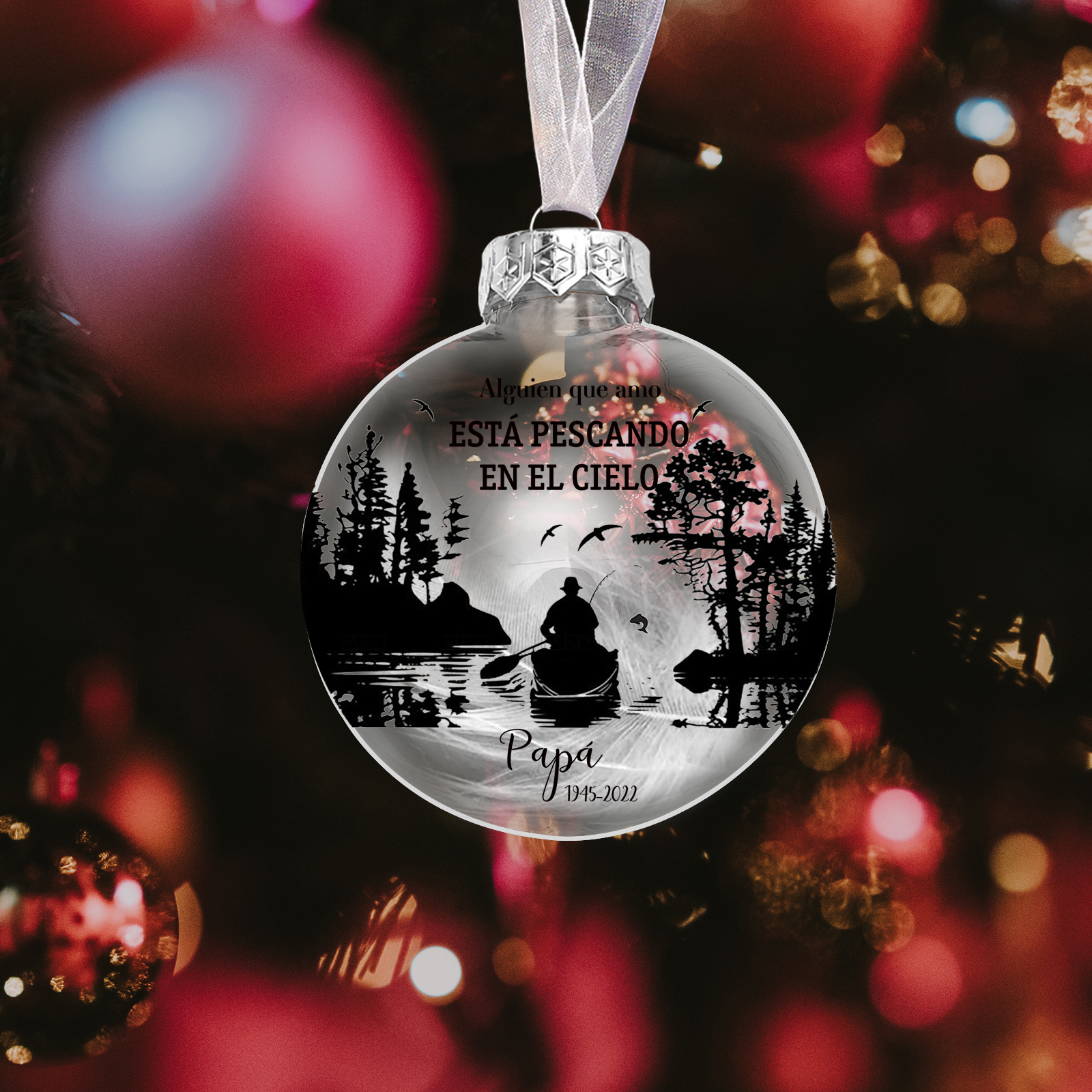 Bola navideña conmemorativa Adorno de Navidad nombre y años personalizados con pluma -Jessemade ES