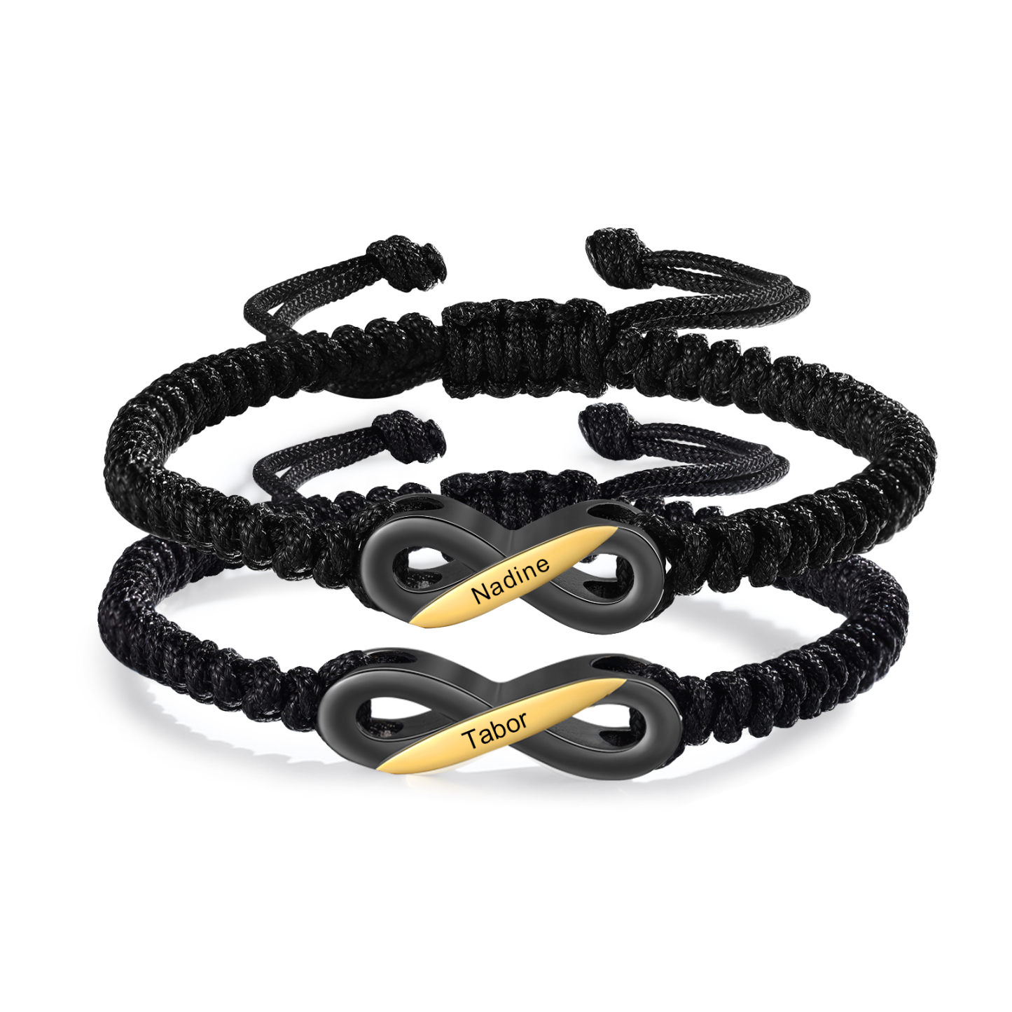 Pulseras de cuerda para pareja con dije de infinito nombre personalizado-Jessemade ES