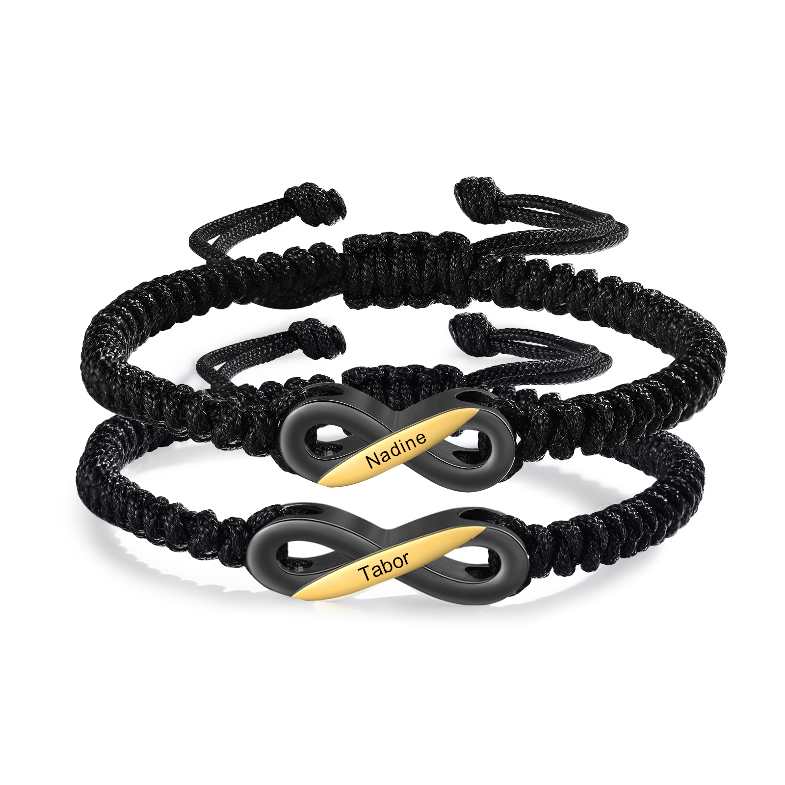 Pulseras de cuerda para pareja con dije de infinito nombre personalizado-Jessemade ES