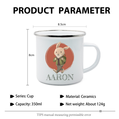 Vuelta al cole-Taza para niños "conejito con mochila" con 1 nombre personalizado