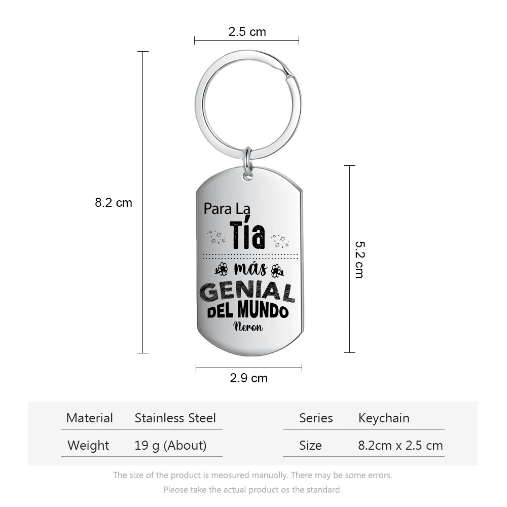 A mi tía - Llavero PARA LA TÍA MÁS GENIAL DEL MUNDO 1 nombre personalizado-Jessemade ES