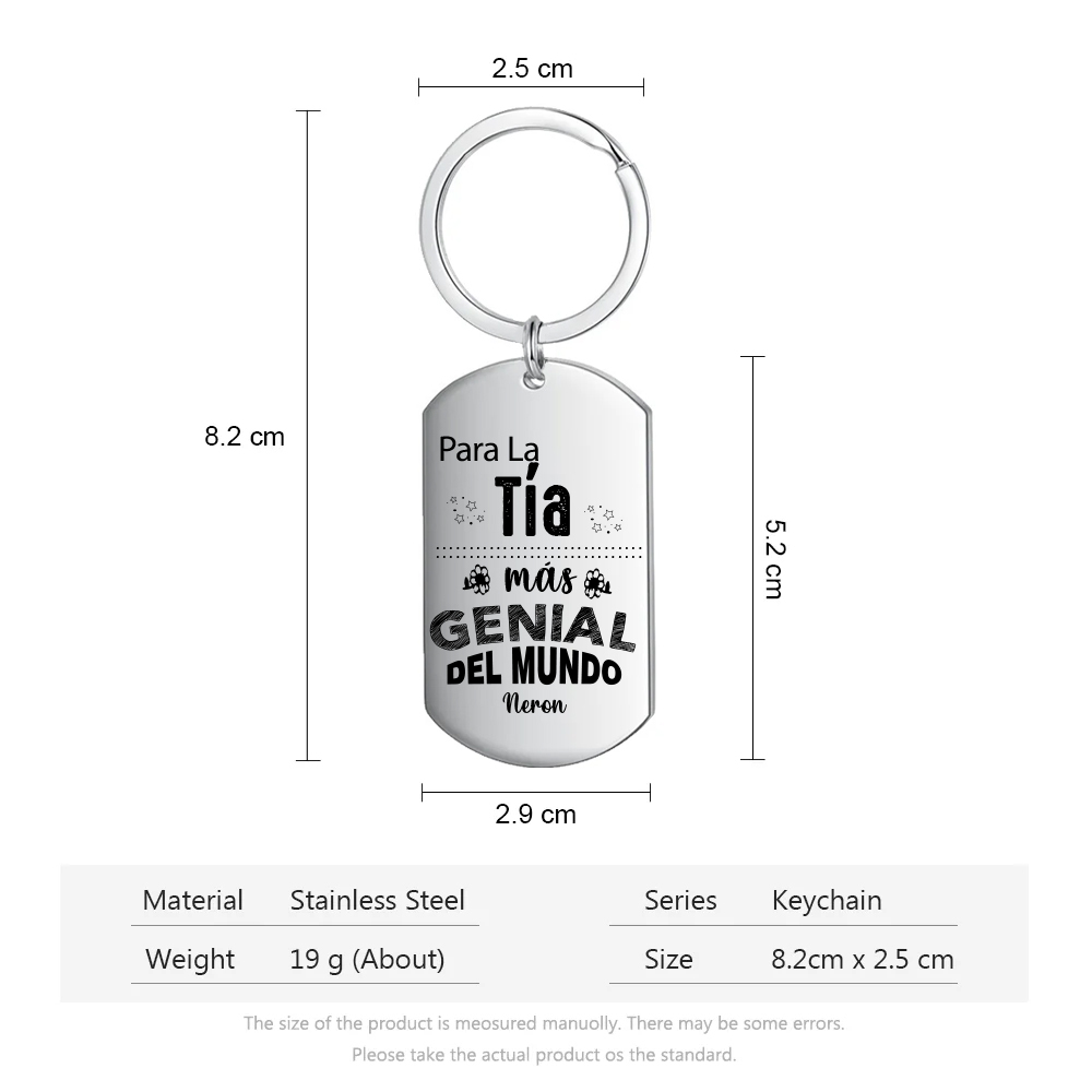 A mi tía - Llavero PARA LA TÍA MÁS GENIAL DEL MUNDO 1 nombre personalizado-Jessemade ES