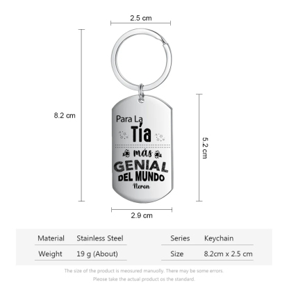 A mi tía - Llavero PARA LA TÍA MÁS GENIAL DEL MUNDO 1 nombre personalizado-Jessemade ES