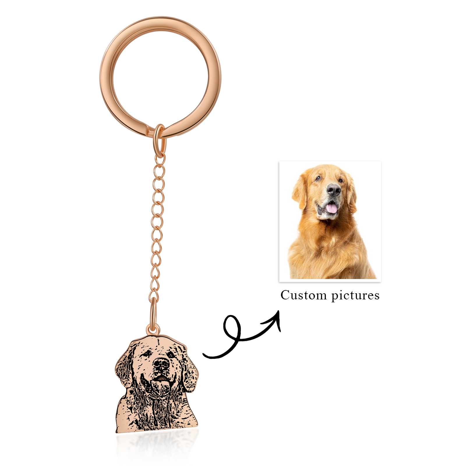 Llavero de mascota con colgante de foto personalizada-Jessemade ES