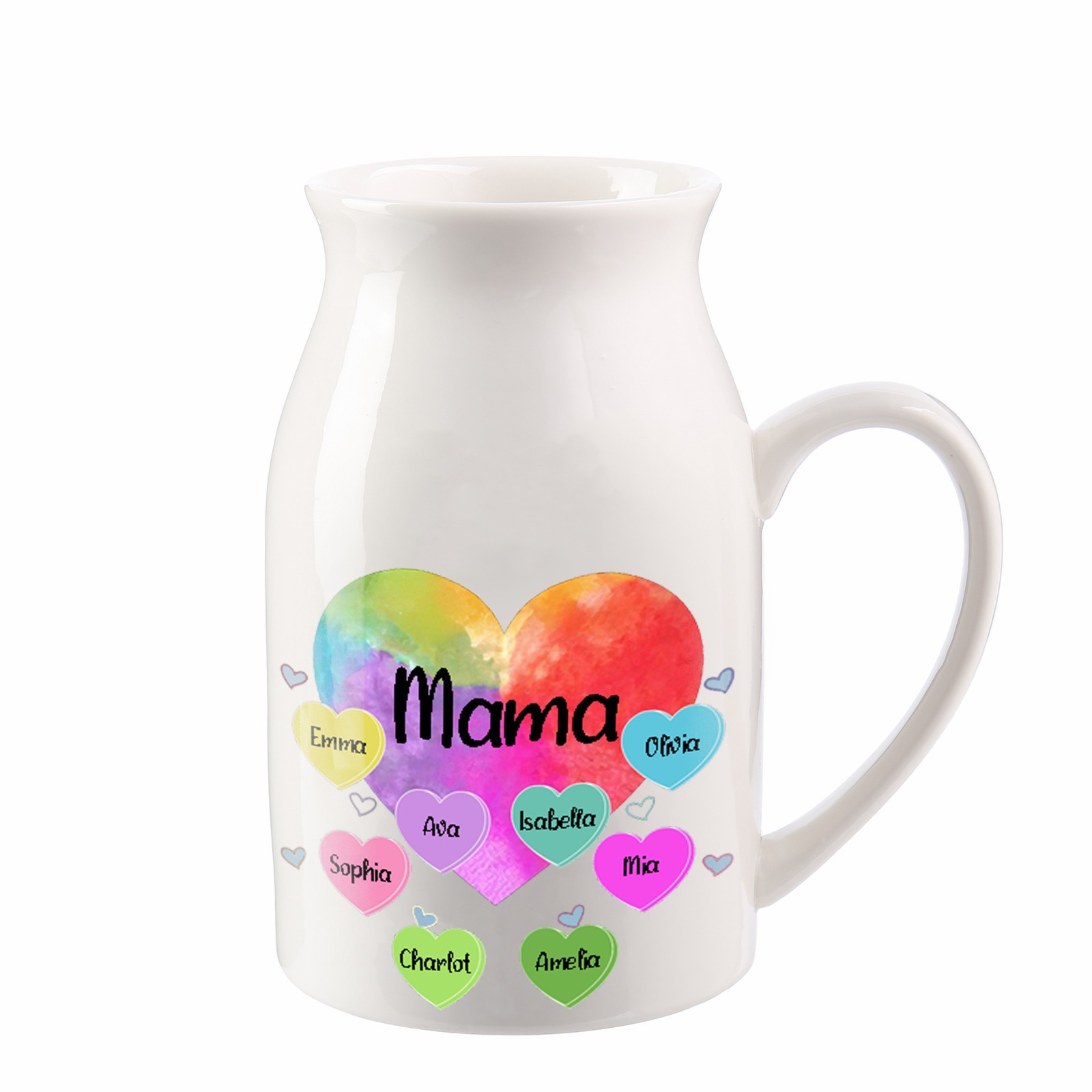Florero de cerámica corazones 2-8 nombres personalizados con texto decoración del hogar-Jessemade ES