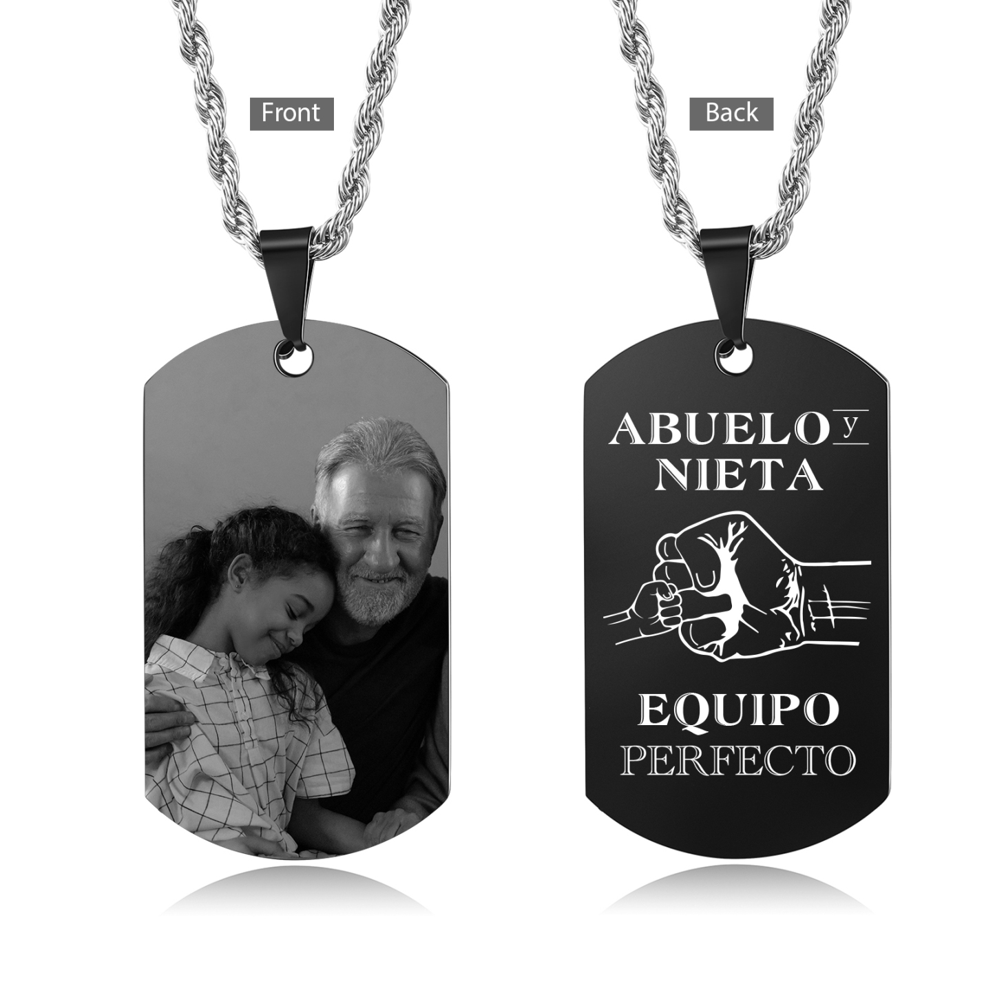 A MI ABUELO-Collar abuelo y nieta de placa personalizada con foto-Jessemade ES