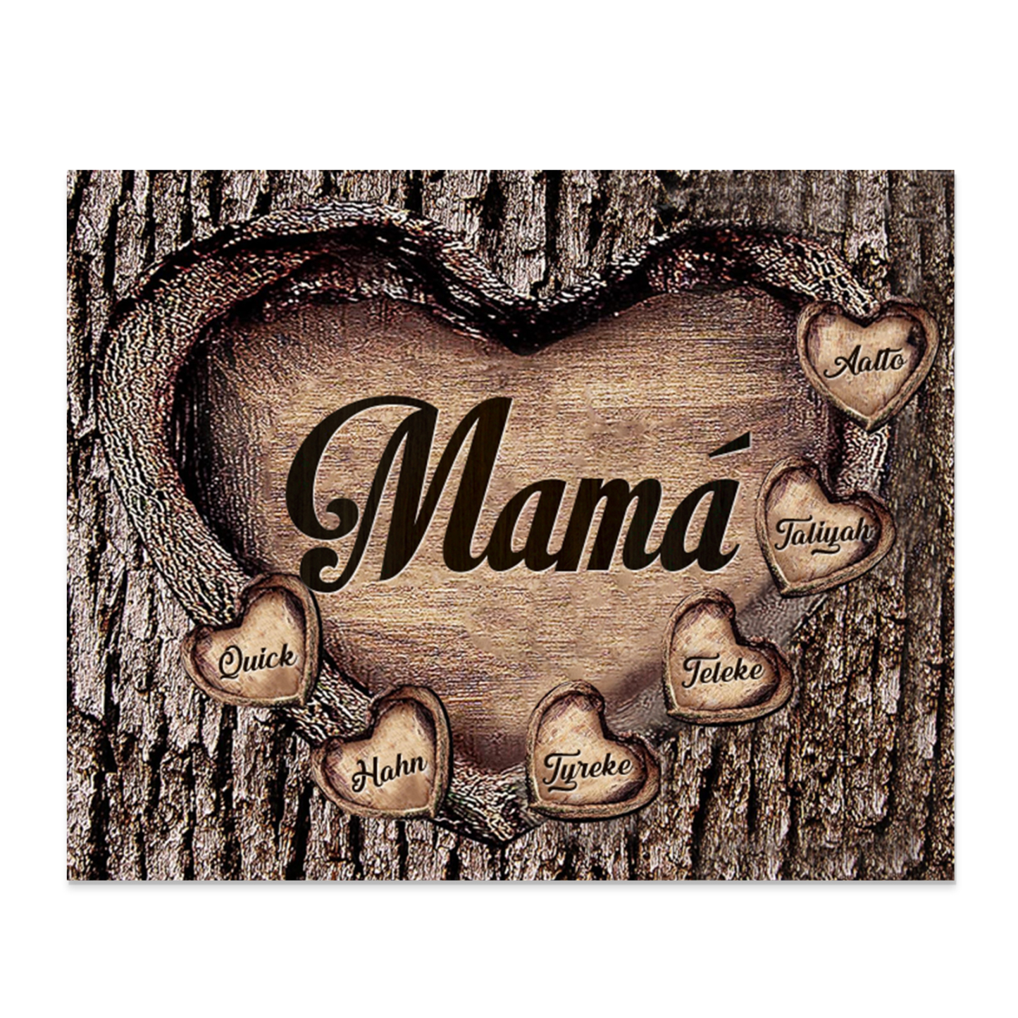 A mi mamá-Lámina marco de madera para mamá personalizado con 6 nombres-Jessemade ES