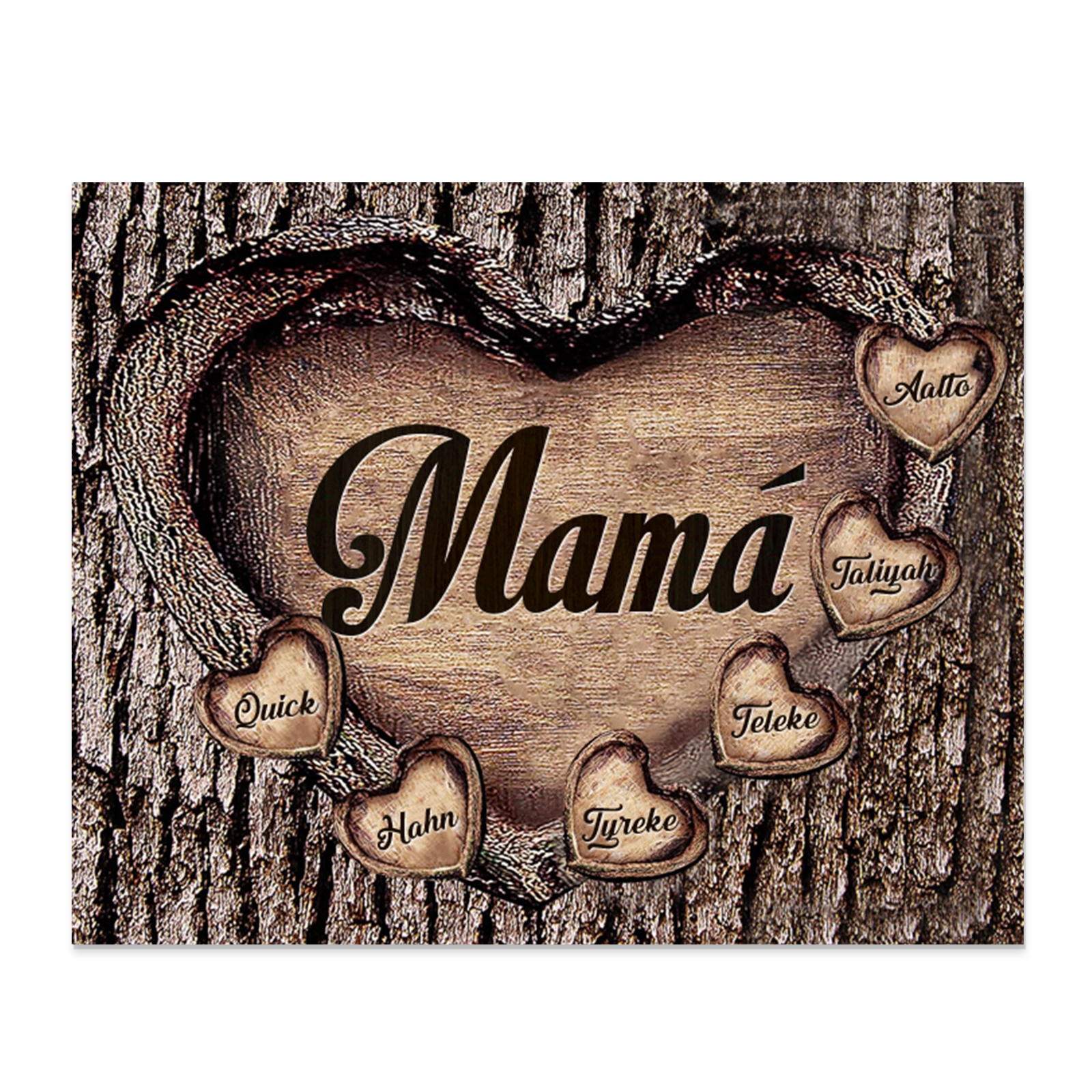 A mi mamá-Lámina marco de madera para mamá personalizado con 6 nombres-Jessemade ES