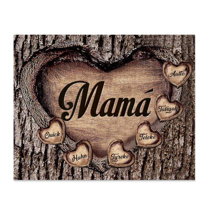 A mi mamá-Lámina marco de madera para mamá personalizado con 6 nombres-Jessemade ES