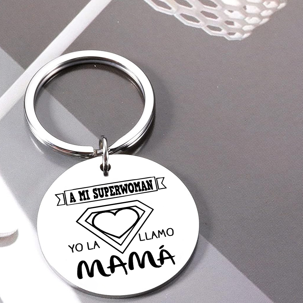 A mi mamá - Llavero de placa redonda "mi superwoman"-Jessemade ES