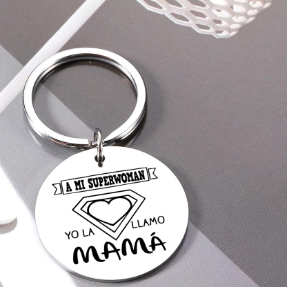 A mi mamá - Llavero de placa redonda "mi superwoman"-Jessemade ES