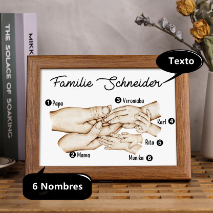 A mi papá-Marco de madera mano a mano 6 nombres personalizados con texto-Jessemade ES