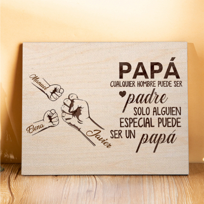 A mi papá - Lámina 2-6 nombres personalizados marco de madera puño con puño-Jessemade ES