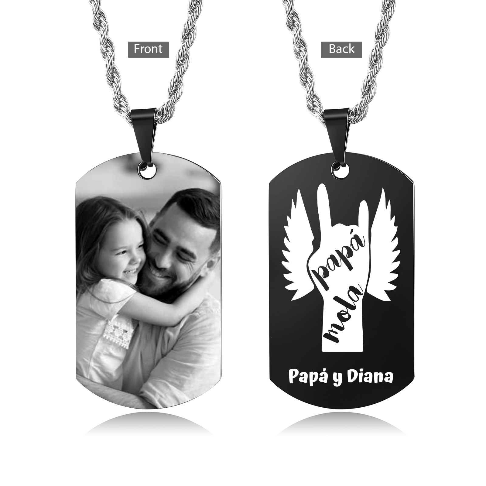 A MI PAPÁ-Collar "papá mola" de placa personalizada con texto y foto-Jessemade ES