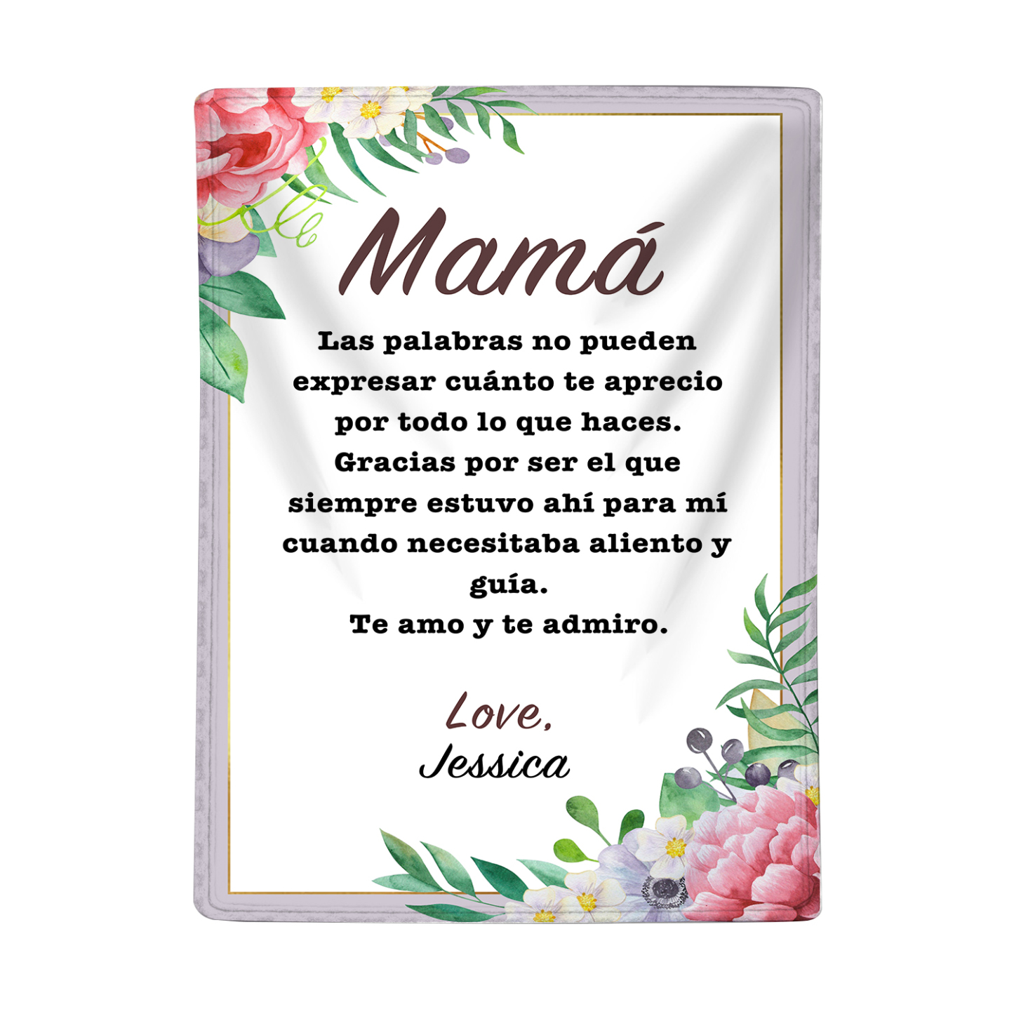 A mi mamá-Manta de buen calidad con frase amoroso y personalizada con 1 nombre-Jessemade ES