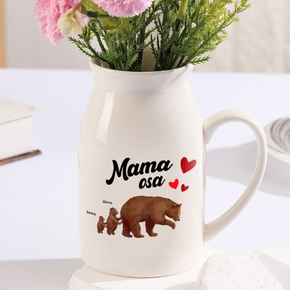 Florero de cerámica mamaosa y sus bebés 2-8 nombres personalizados con texto decoración del hogar-Jessemade ES