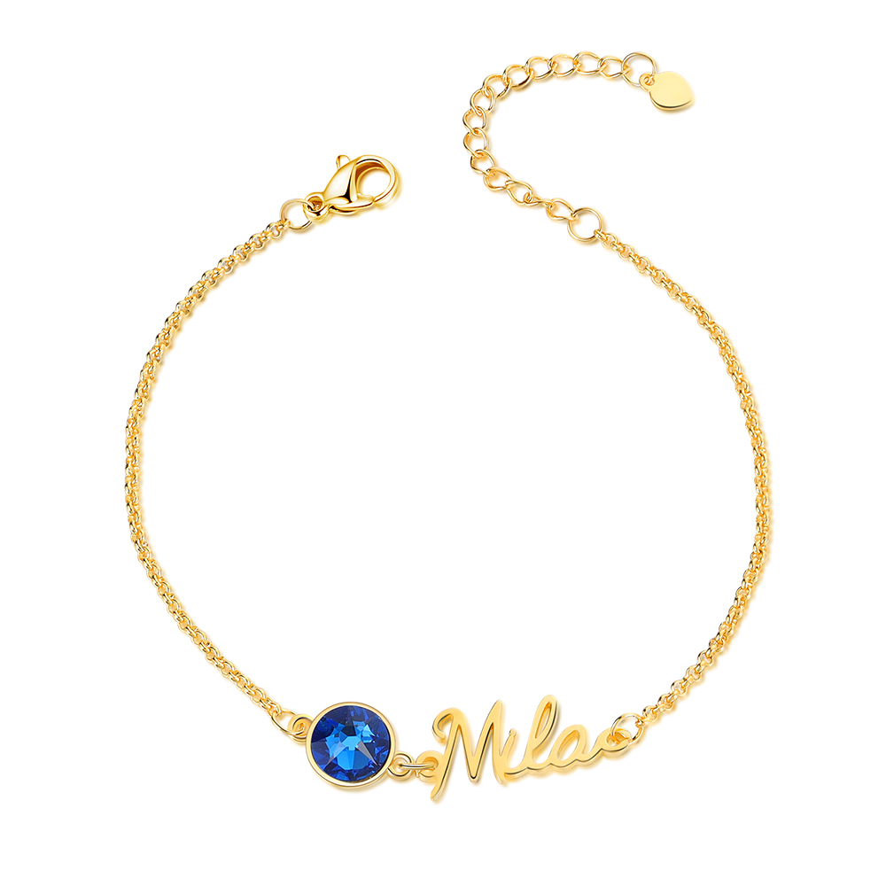 Pulsera personalizada de 1-5 nombres con 1-5 piedras de nacimiento-Jessemade ES