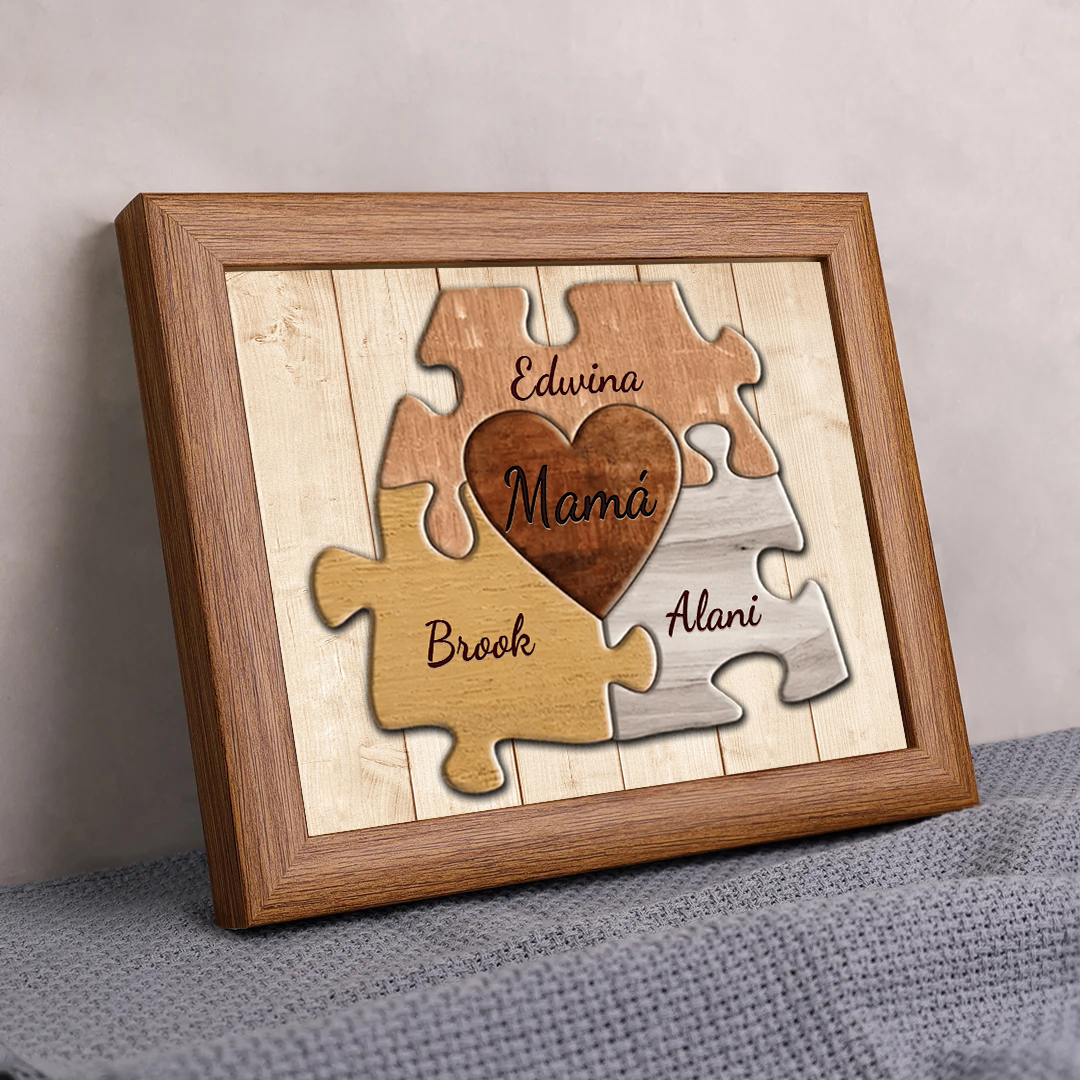 A mi mamá-Marco de 3-9 nombres personalizados rompecabezas de madera-Jessemade ES