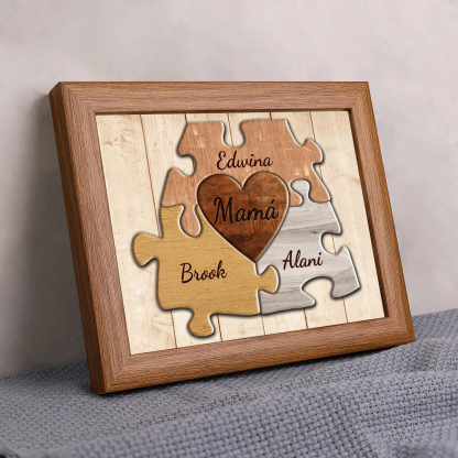 A mi mamá-Marco de 3-9 nombres personalizados rompecabezas de madera-Jessemade ES