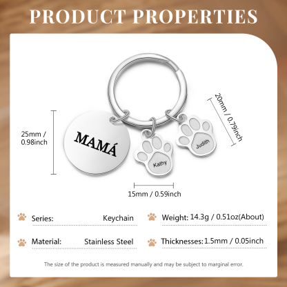 A mi familia - Llavero con 2 nombres personalizados en patas con texto-Jessemade ES