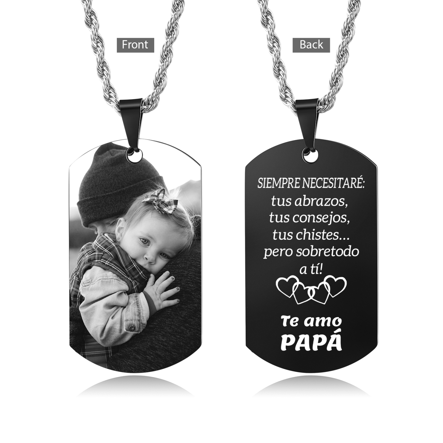 A MI PAPÁ-Collar de placa personalizada con foto-Jessemade ES