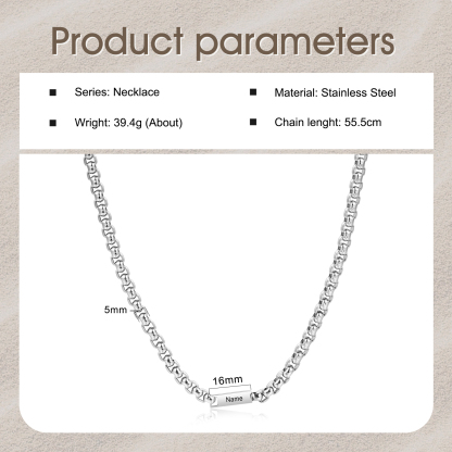 Collar de cadena personalizado con 1-5 nombres para hombre