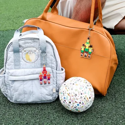 Llavero de acrílico fútbol papá y niños 1-4 nombres y personajes personalizados