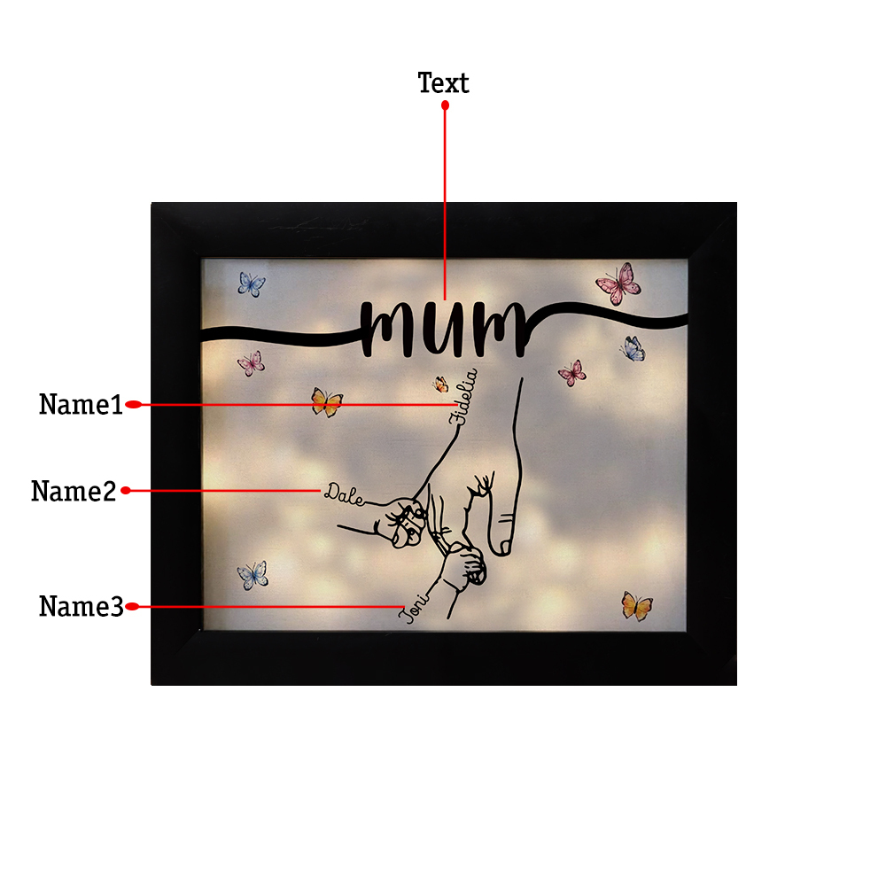 A mi mamá-Marco de 2-7 nombres y 1 texto personalizados de plástico con lámpara-Jessemade ES