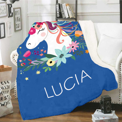 Manta de buen calidad con Unicornio personalizada con 1 nombre-Jessemade ES