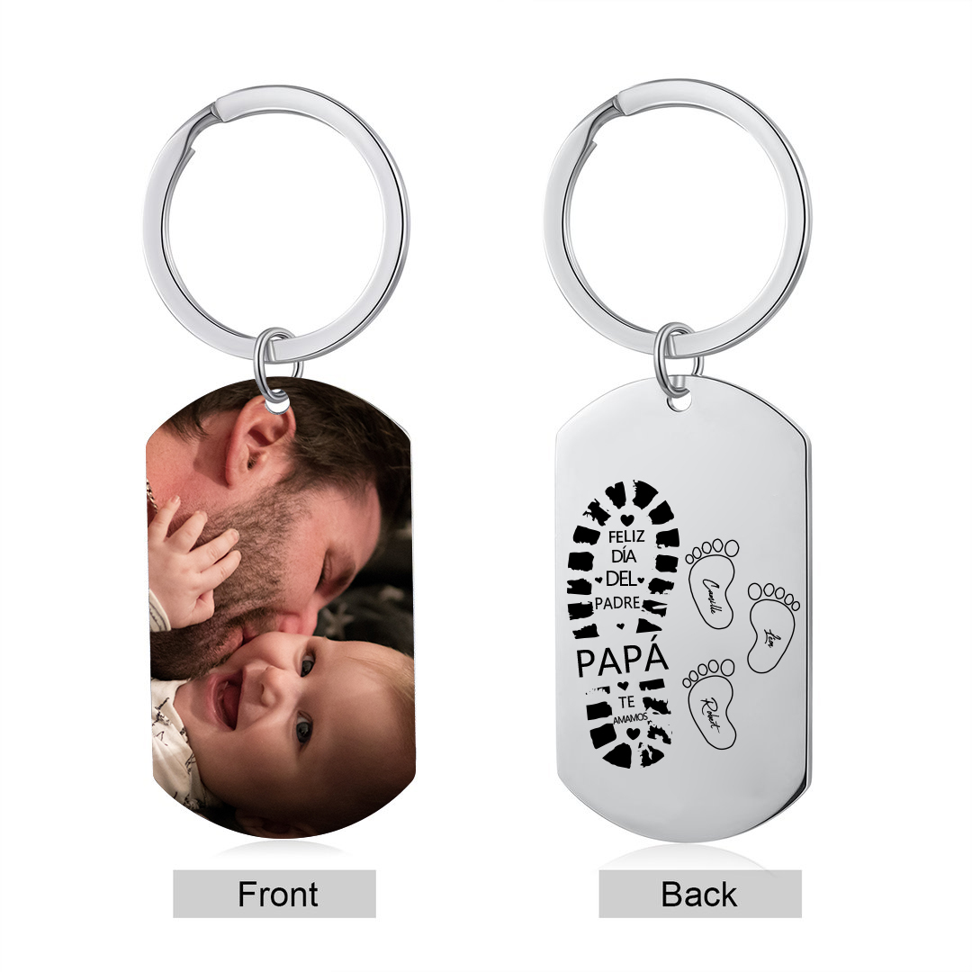 A mi papá-Unidad de llavero y pulsera con caja y tarjeta personalizados con 3 nombres-Jessemade ES