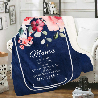 A mi mamá-Manta de buen calidad con frase amoroso y personalizada con 1 texto-Jessemade ES