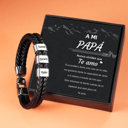 A MI PAPÁ-Pulsera de cuero trenzado 1-7 aros con 1-7 nombres personalizados pulsera de hombre 
