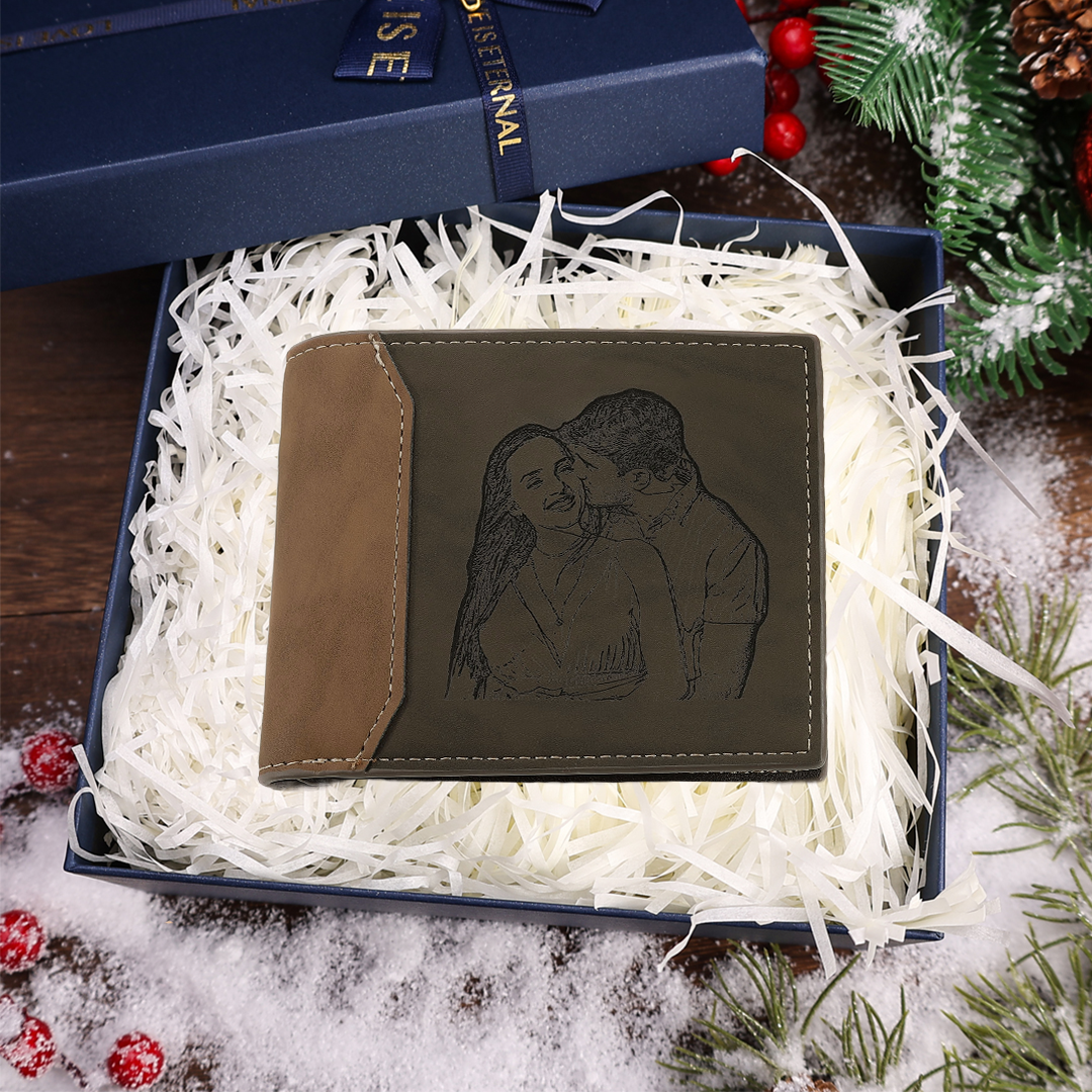 Cartera, billetera personalizada con 1 foto, 1 nombre y 1 letra monedero para hombre | Jessemade