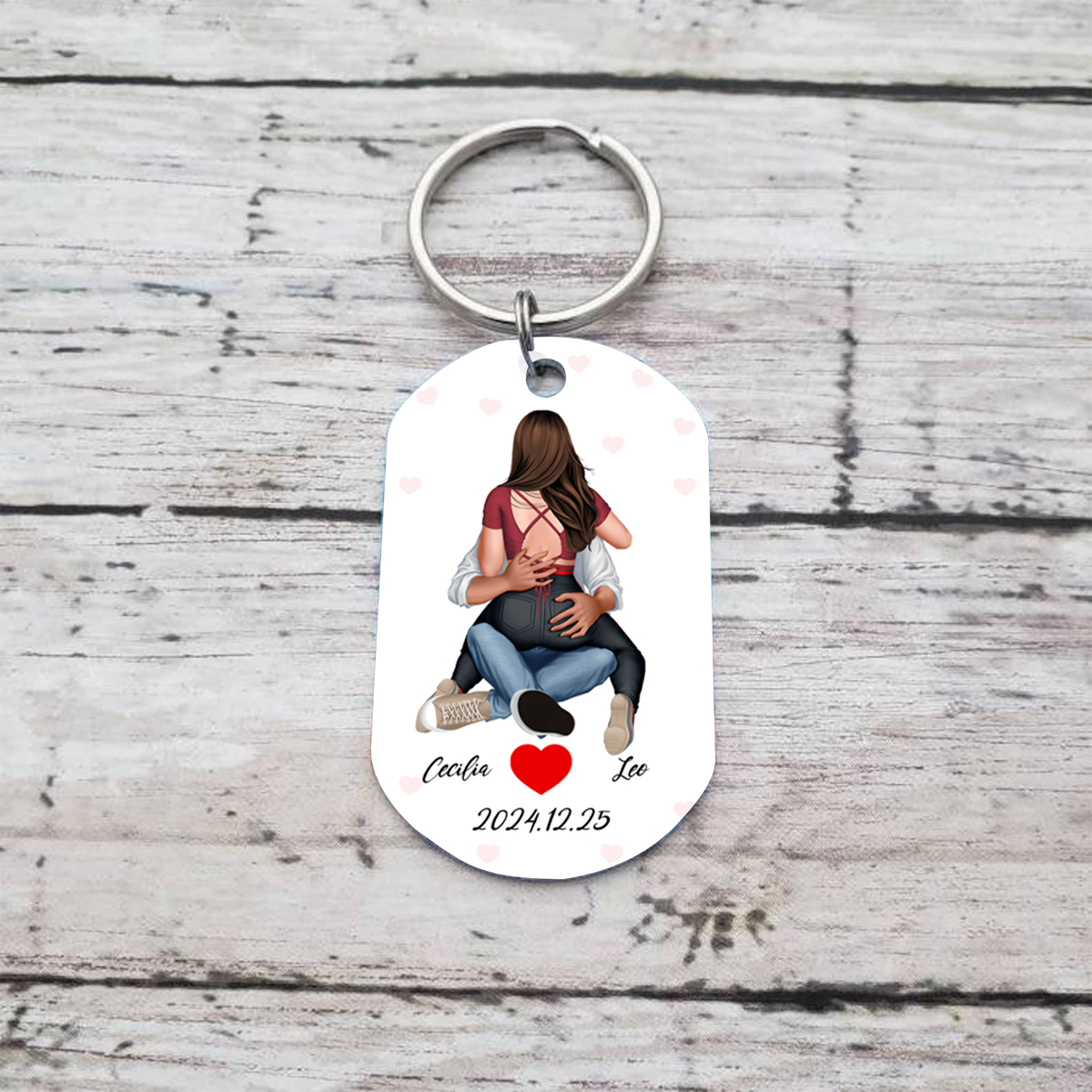Llavero de pareja abrazada personalizado con 2 nombres, apariencias y fecha | Jessemade