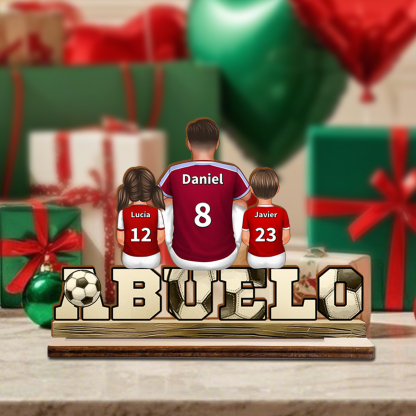 Para mi abuelo - Decoración de madera personalizada con diseño de fútbol y camisetas – Regalo único y emotivo